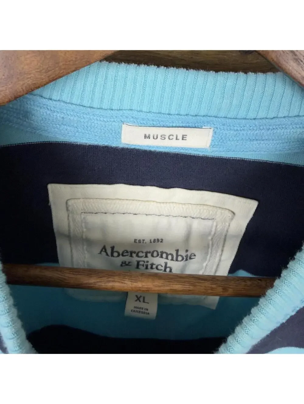 Vintage Abercrombie & Fitch Muscle Striped Crewneck Sweater XL Blue Navy Y2K